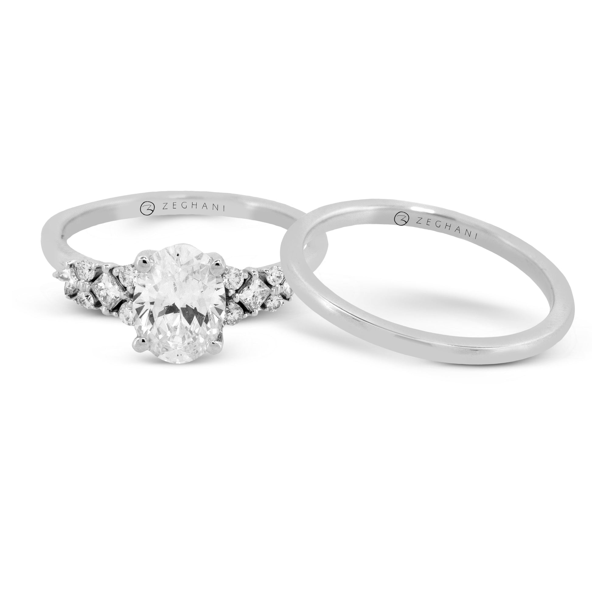 Oval Wedding Set in 14k Gold with Diamonds ZR2534