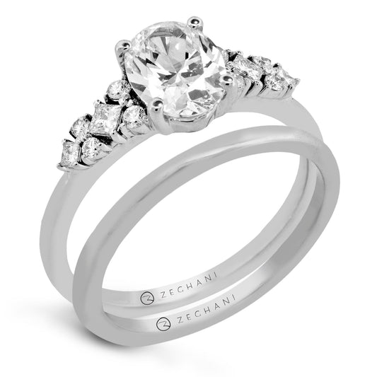 Oval Wedding Set in 14k Gold with Diamonds ZR2534