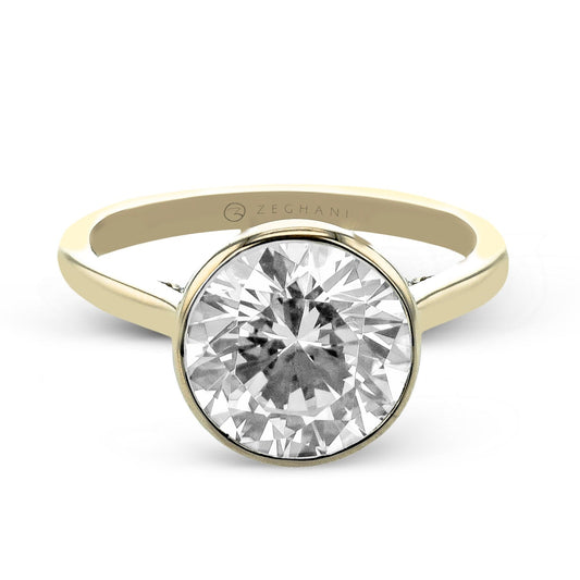 Bezel Engagement Ring in Gold with Diamonds ZR2605