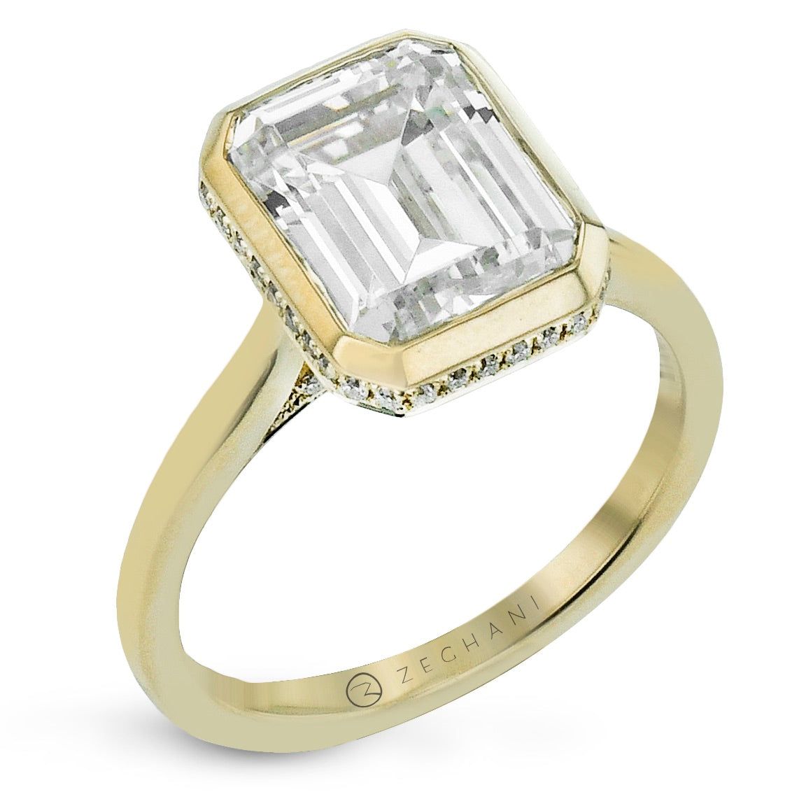 Bezel Engagement Ring in Gold with Diamonds ZR2605