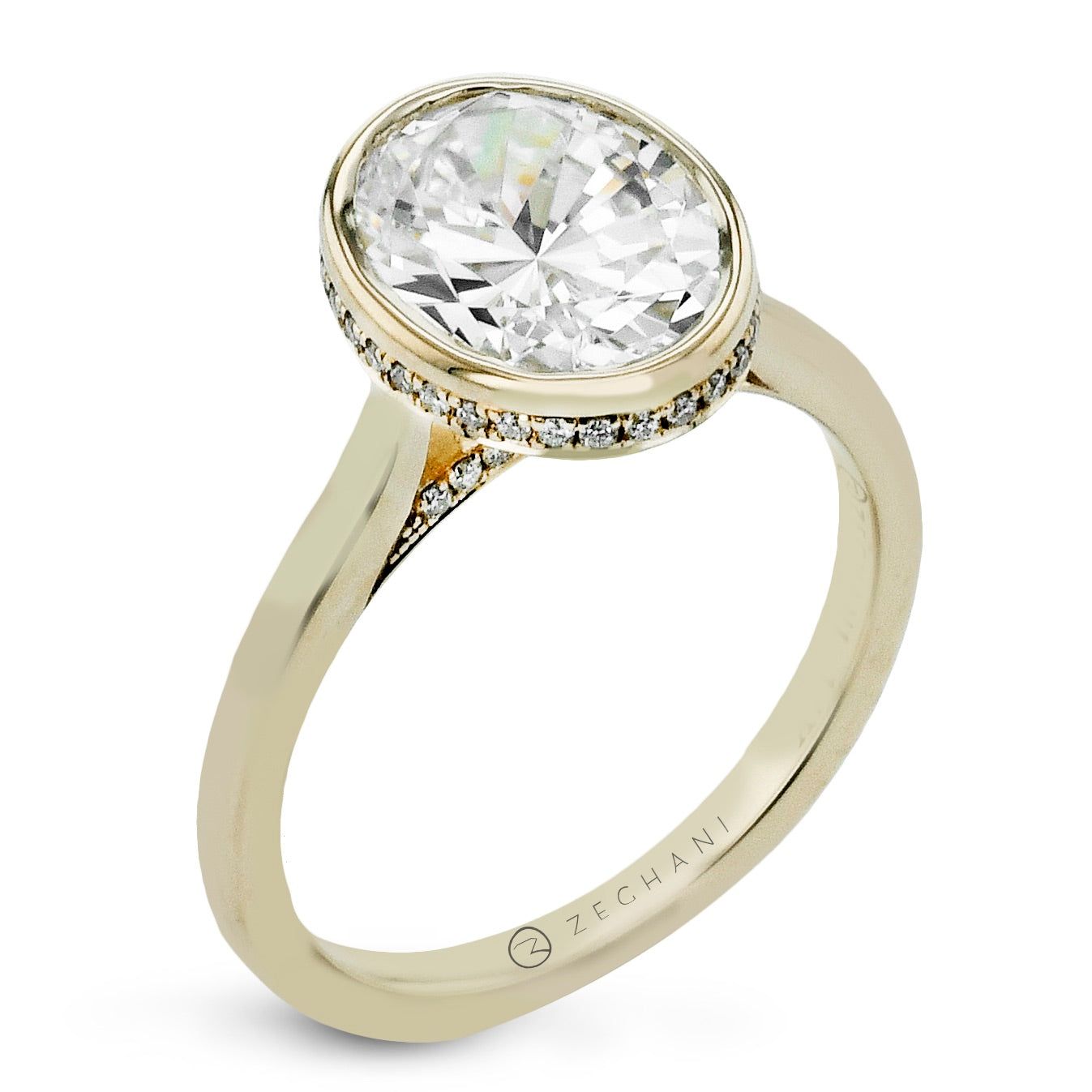Bezel Engagement Ring in Gold with Diamonds ZR2605
