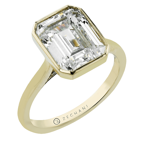 Bezel-set Engagement Ring in 14k Gold with Diamonds ZR2606