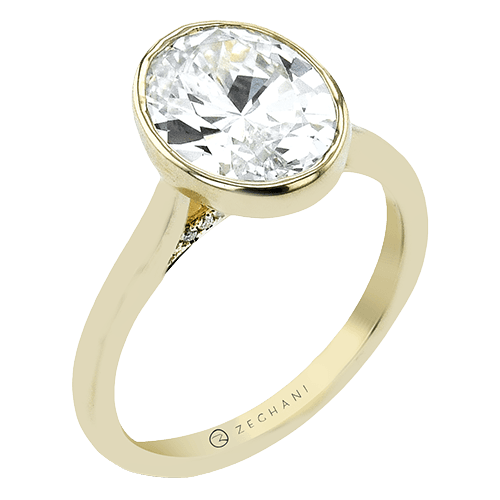 Bezel-set Engagement Ring in 14k Gold with Diamonds ZR2606