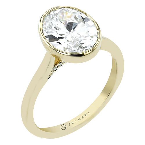 Bezel-set Engagement Ring in 14k Gold with Diamonds ZR2606