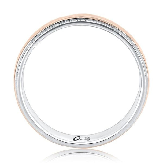 A.Jaffe Wedding Bands Classic Dome Shaped Two Tone Men's Wedding Band GR1034-6/PL