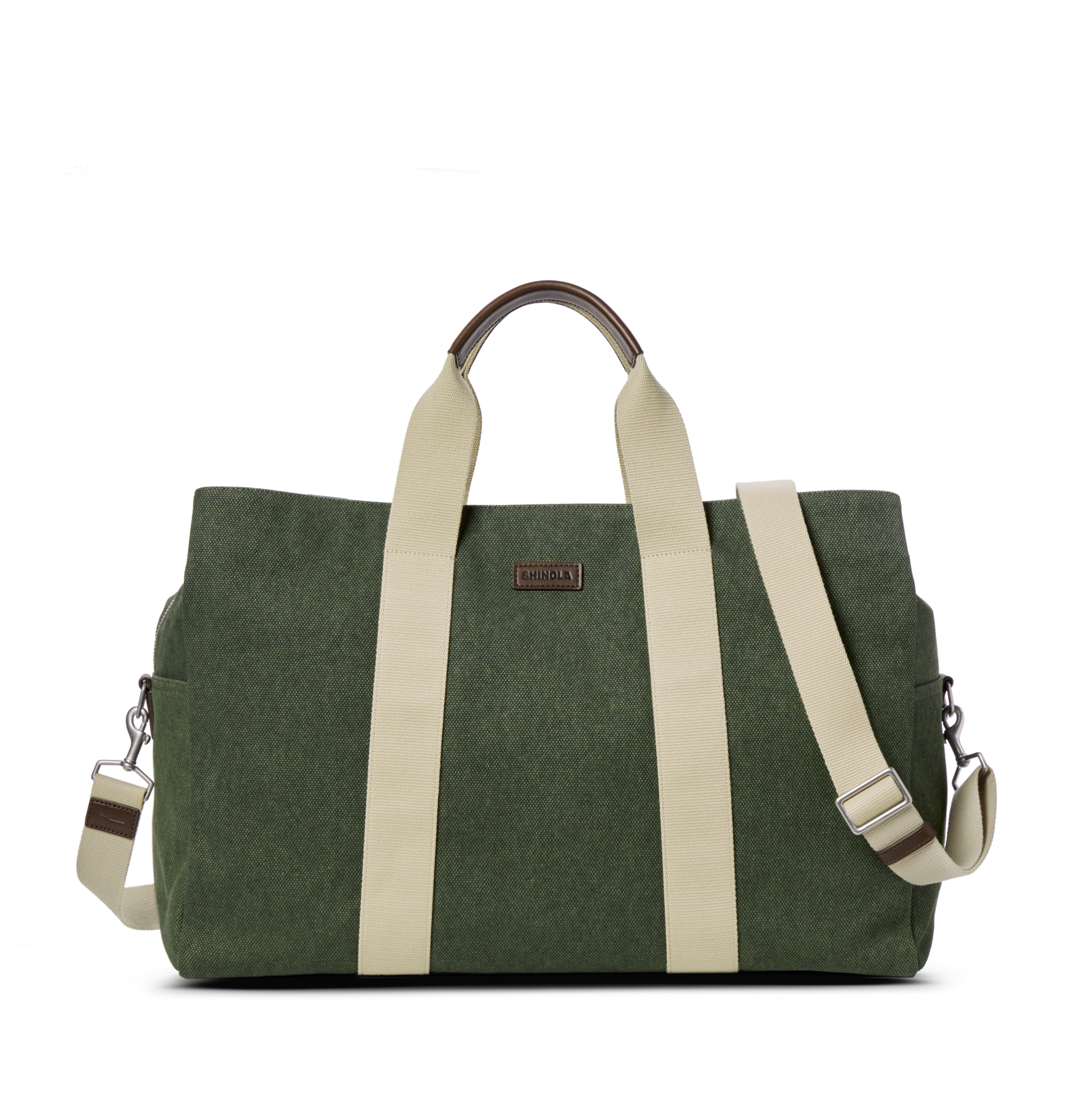 Shinola Leather Runwell Canvas Duffle Bag S0320301991-1-Olv-OS-VNM