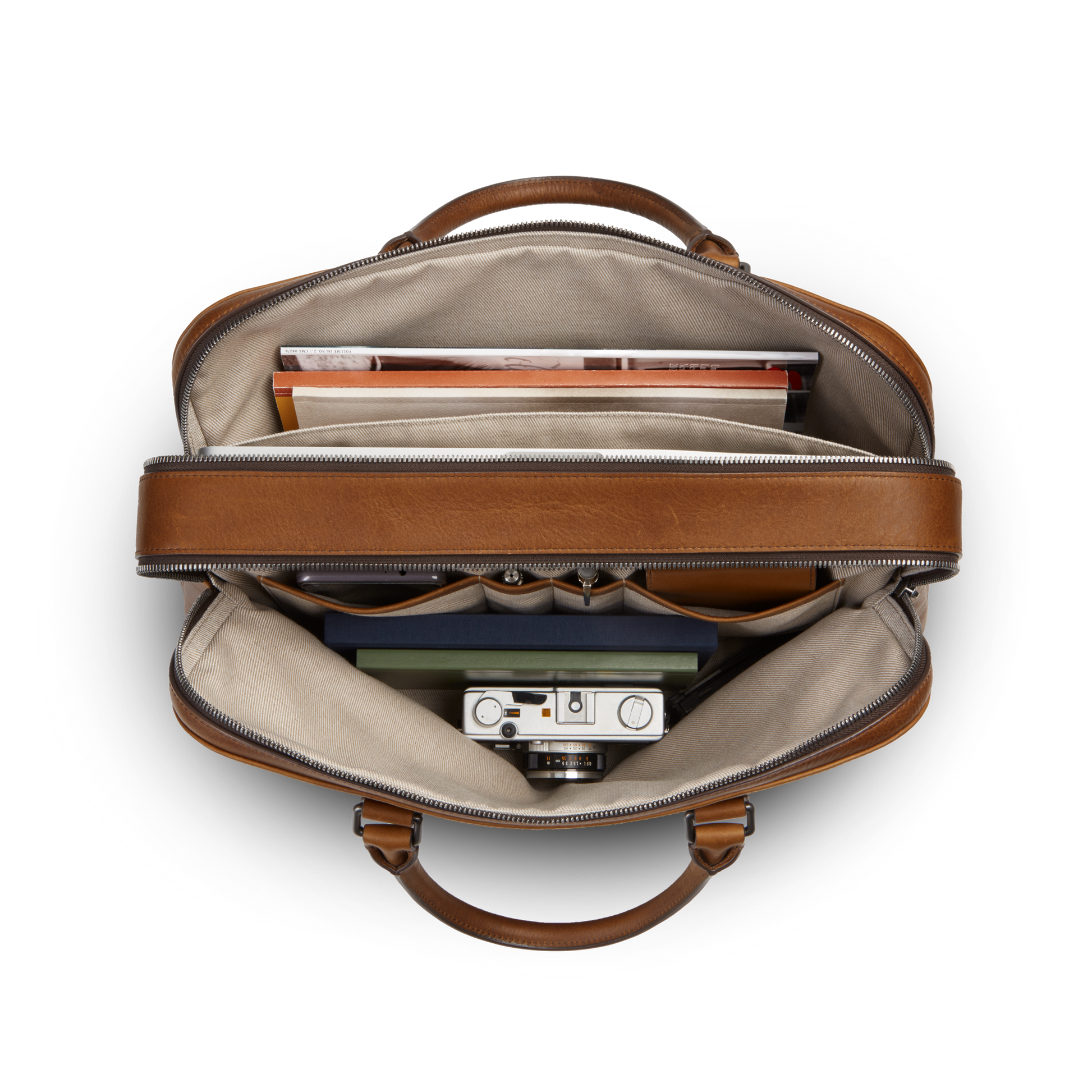 Shinola Leather Double Zip Briefcase S0320294778-1-MedBrn-OS-VNM