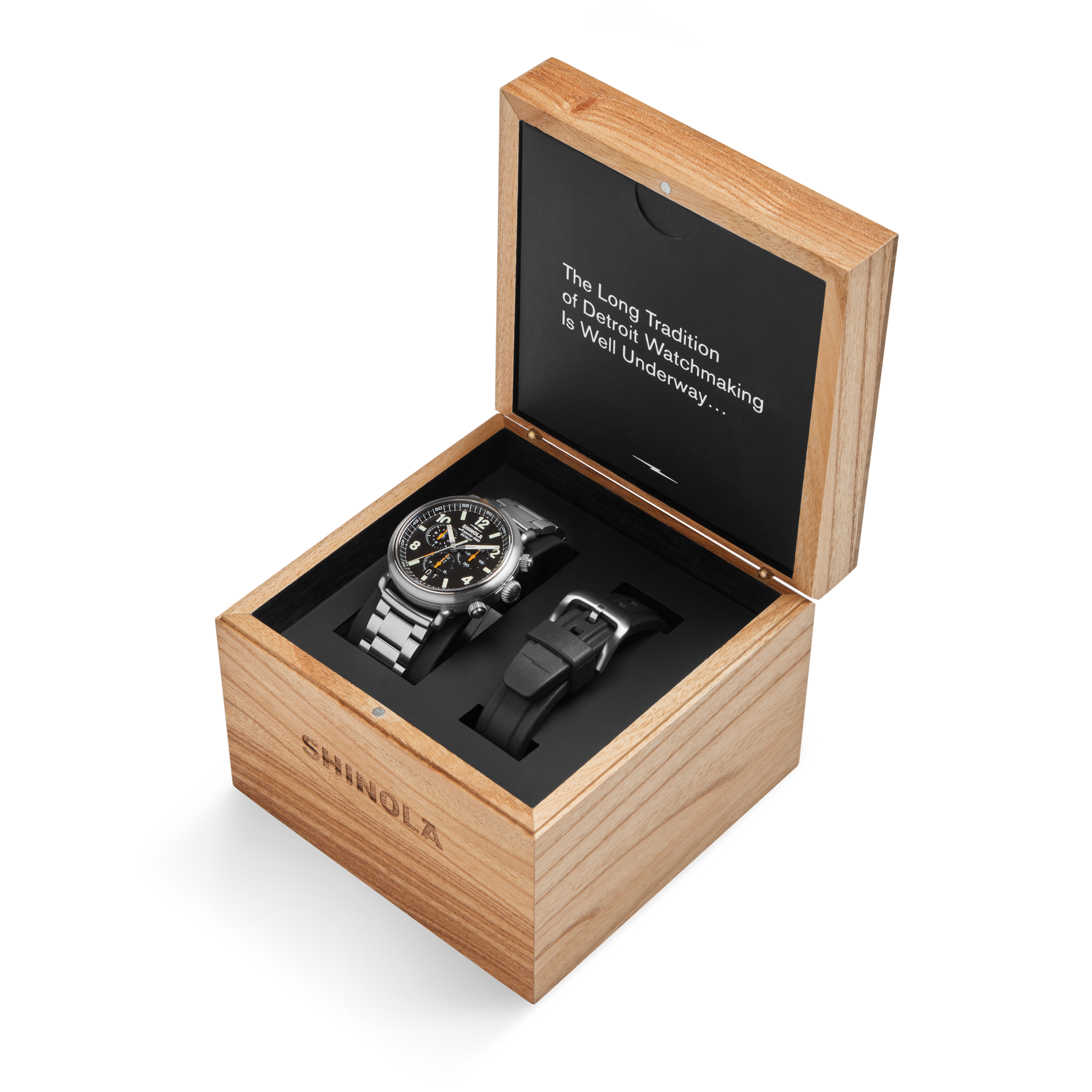 Shinola Runwell Chronograph West Wind Watch Gift Set with Additional Strap S0120307782-1-Blk-42-USA