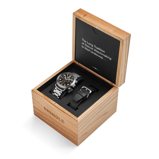 Shinola Runwell Chronograph West Wind Watch Gift Set with Additional Strap S0120307782-1-Blk-42-USA