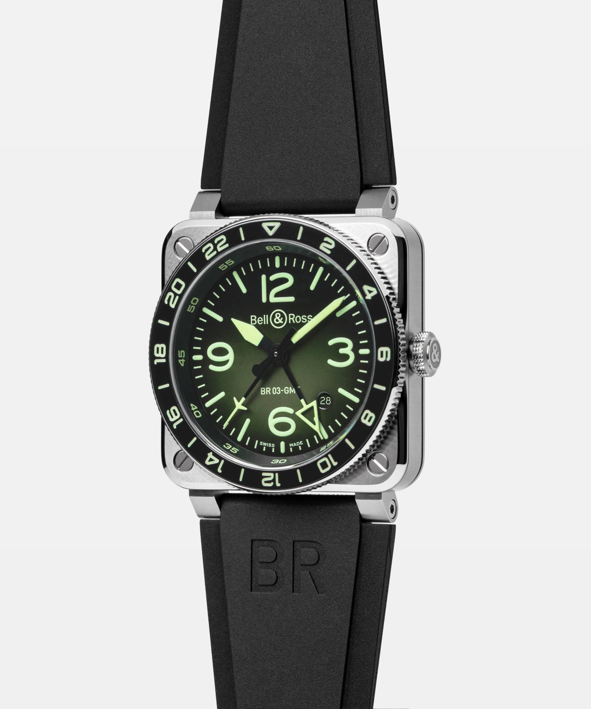 Bell & Ross BR-03 GMT Green Lum BR0393-GN-ST/SRB