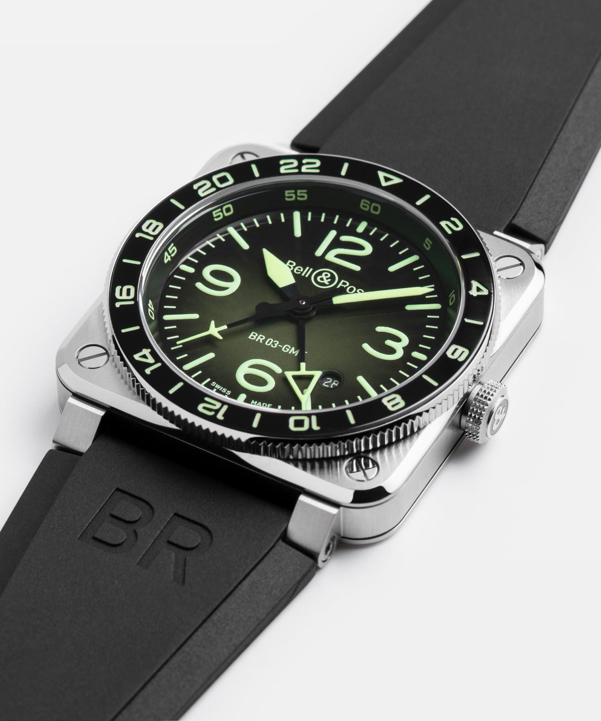 Bell & Ross BR-03 GMT Green Lum BR0393-GN-ST/SRB