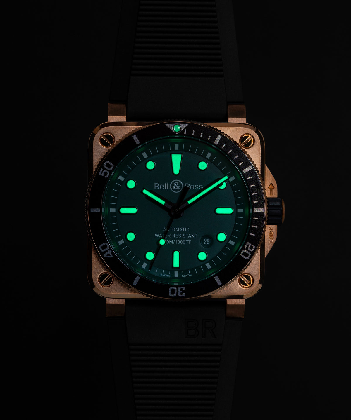 Bell & Ross BR-03 Diver Black & Green Bronze 42 mm BR0392-D-LT-BR/SRB