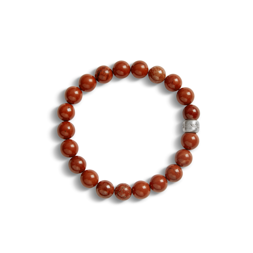 Shinola Jewelry 8mm Beaded Red Jasper Bracelet S1820304686-1-RedJasper-L-USA