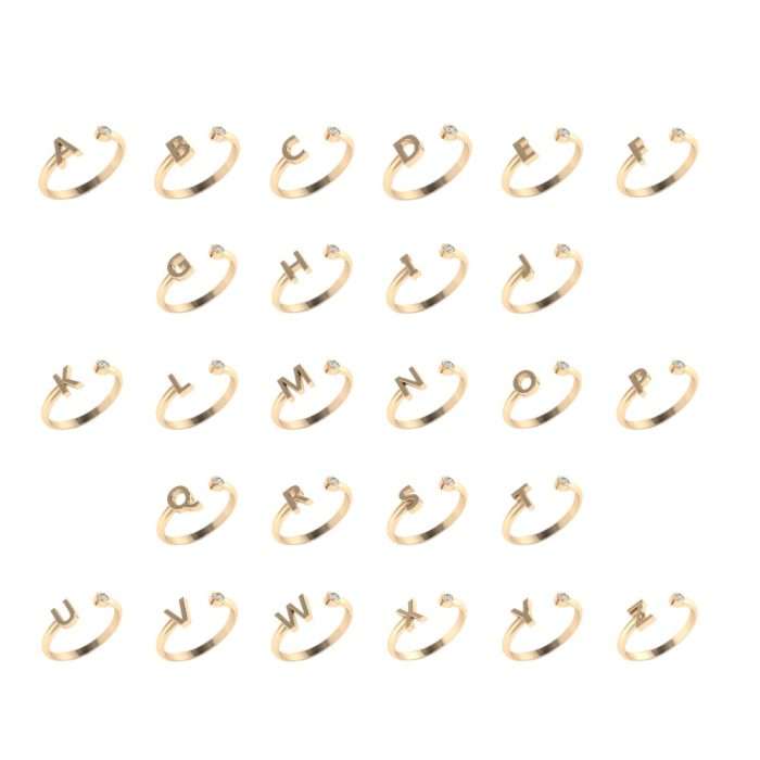 Gold Alphabet Ring Collection