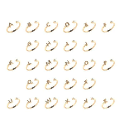 Gold Alphabet Ring Collection