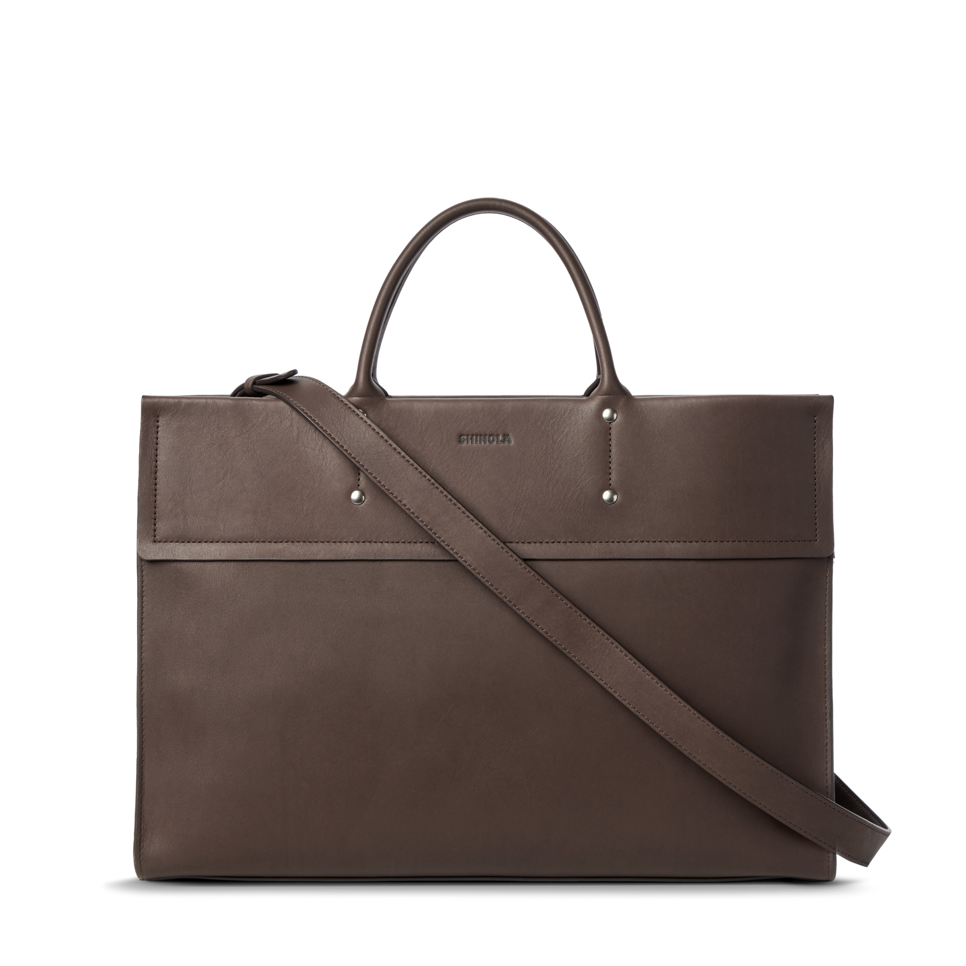 Shinola Leather Day Satchel S0320301980-1-Espresso-OS-VNM