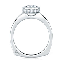 A.Jaffe Engagement Rings Round Halo Bezel Center Set Engagement Ring MES057/121