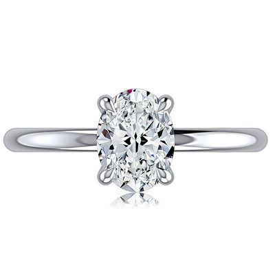 A.Jaffe Engagement Rings Classic Four Prong Solitaire Oval Diamond Engagement Ring with Hidden Halo MECOV2957L/157B