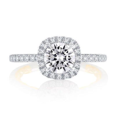 A.Jaffe Engagement Rings Classic Two Tone Halo Round Cut Diamond Engagement Ring MECRD2332Q/147