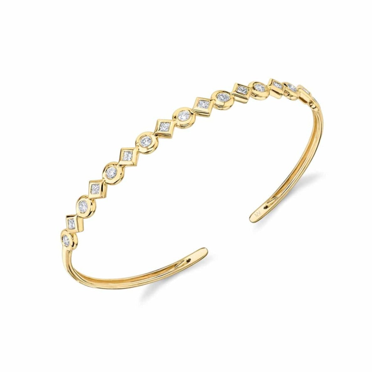 Bezel Mixed Shape Cuff Bracelet BR419