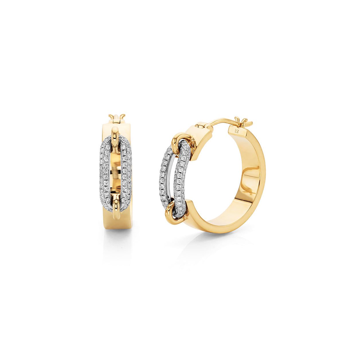 Pavé Wide Luxe Link Hoop Earrings