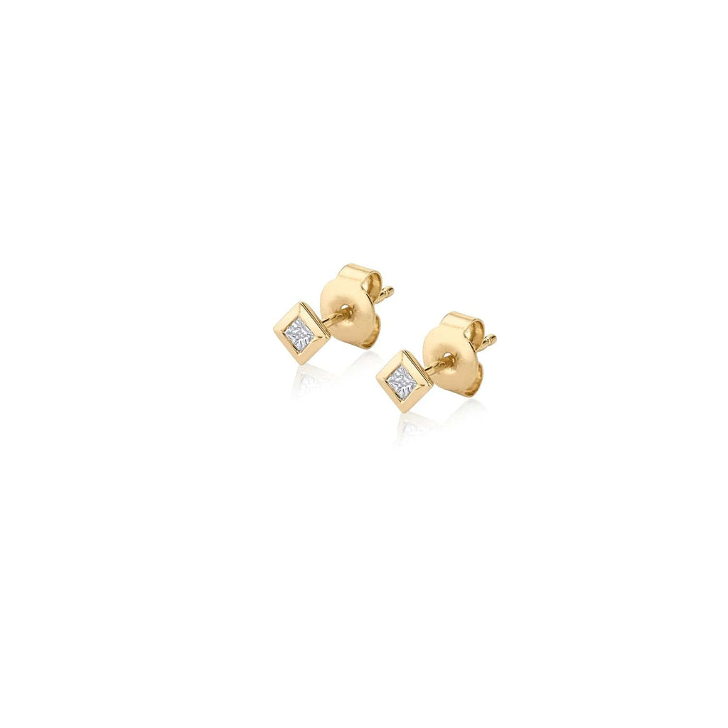 Princess Bezel Stud Earrings ER418YG