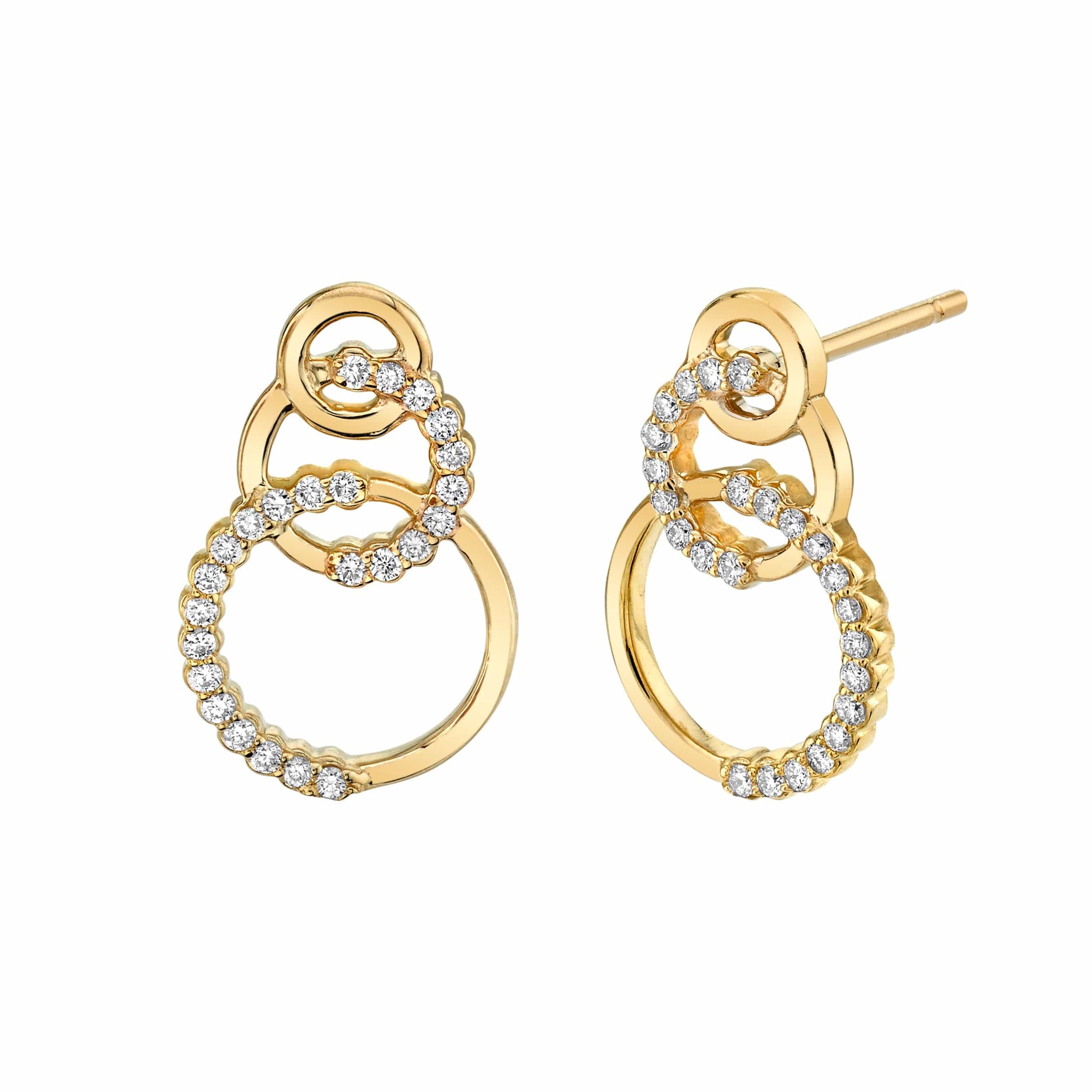 Triple Circle Diamond Drop Earrings ER273YG