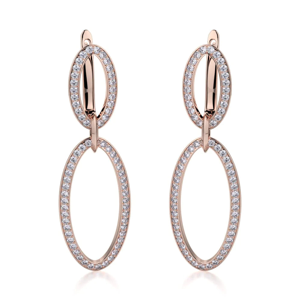 Double Oval Diamond Drop Earrings MKOB169RG