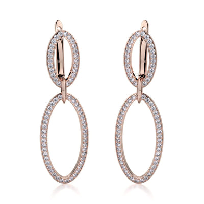 Double Oval Diamond Drop Earrings MKOB169RG