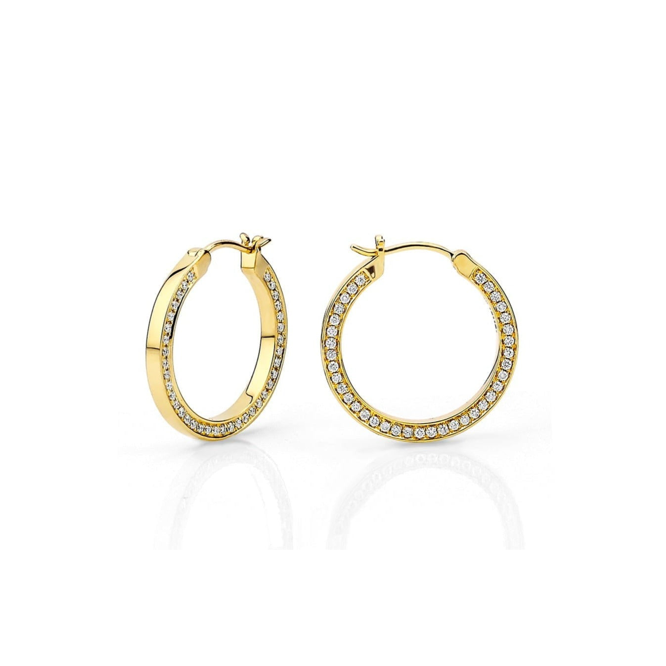 Small Chroma Gold Edge Pavé Hoops ER480-HP-YG