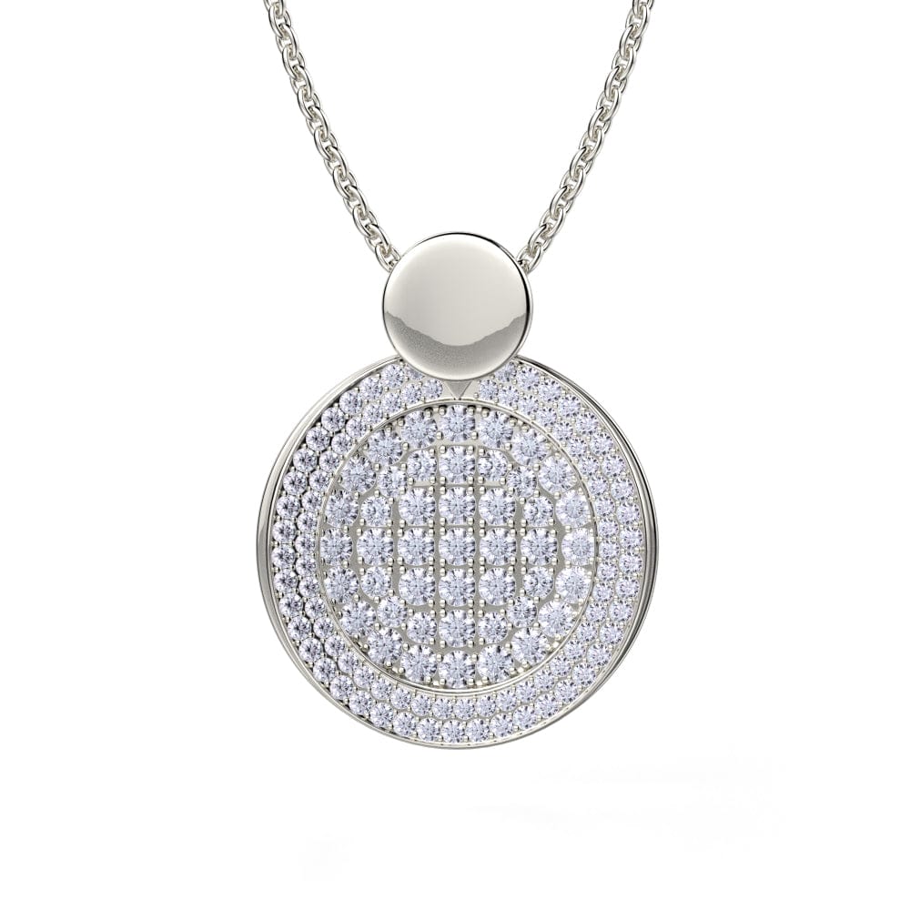 Diamond Filled Circle Pendant Necklace MH108AWG