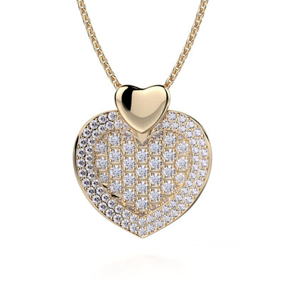 Diamond Filled Heart Pendant Necklace MH112L-YG