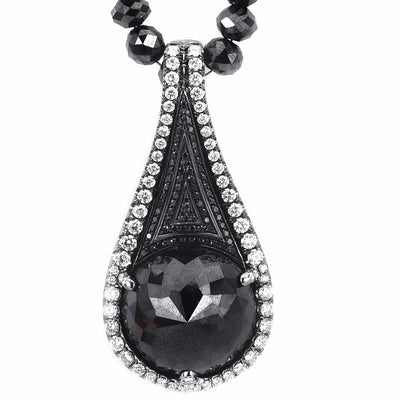 Black Diamond Tear Drop Pendant and Necklace P196