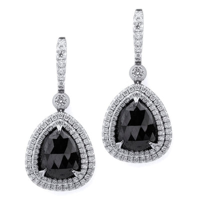 Large Pear Drop Black Diamond Earrings ER239