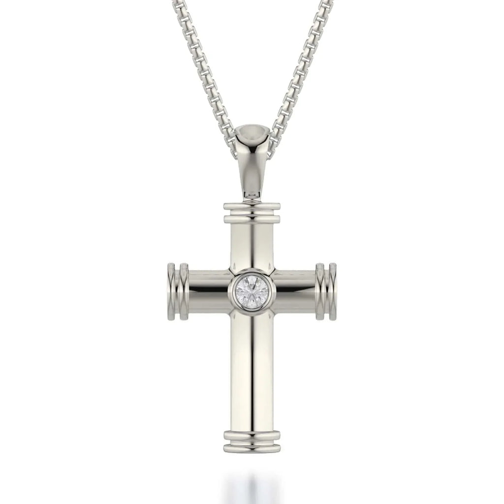 Single Diamond Cross Pendant MP234WG