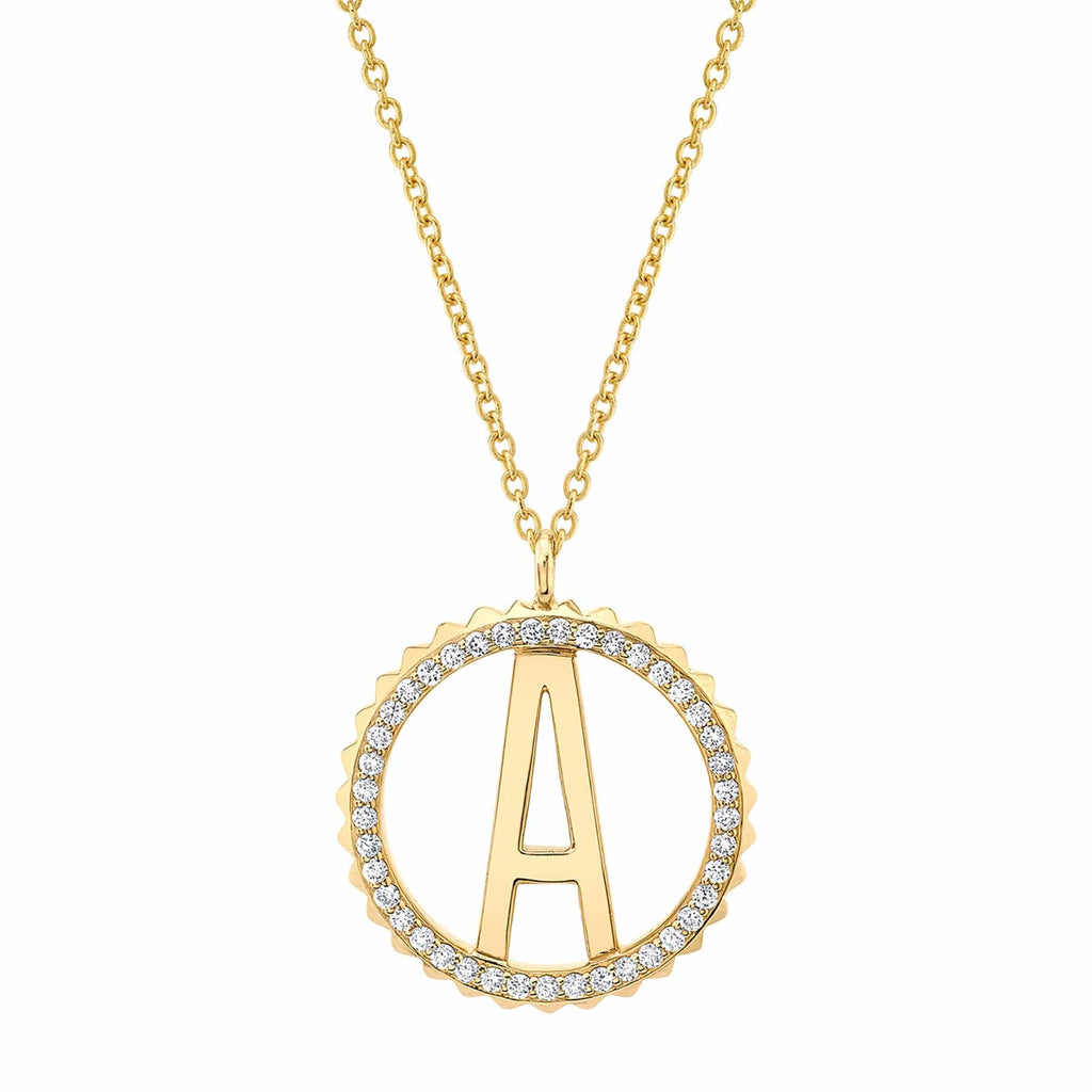 Tetra Pavé Initial Medallion P367YG