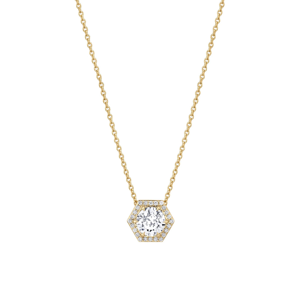 Hex Halo Solitaire Necklace P425-1.5