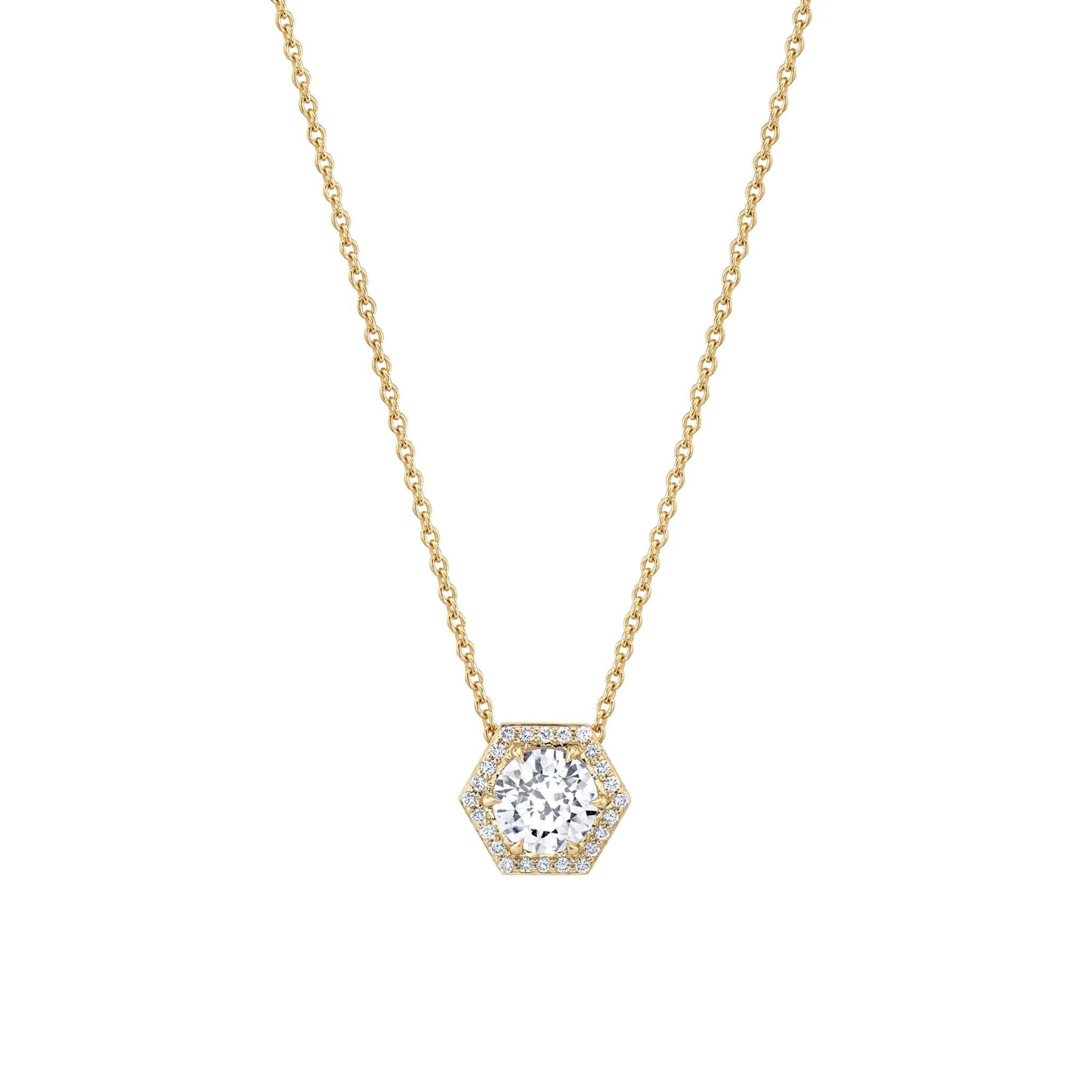 Hex Halo Solitaire Necklace P425-1.5