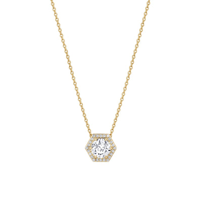 Hex Halo Solitaire Necklace P425-1.5