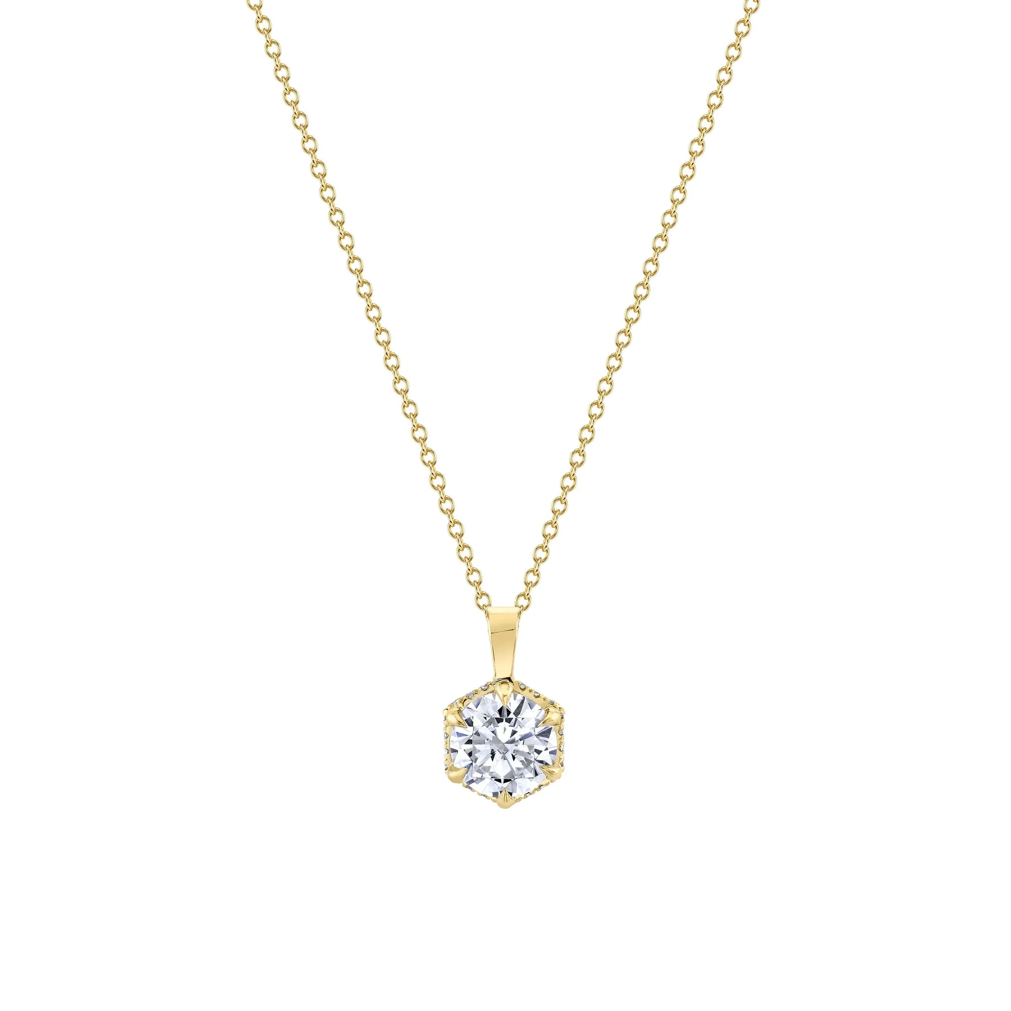 Hex Halo Solitaire Pendant P427-1.0