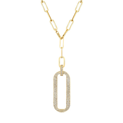 Pavé Longline Link Medallion Lariat CN518PV