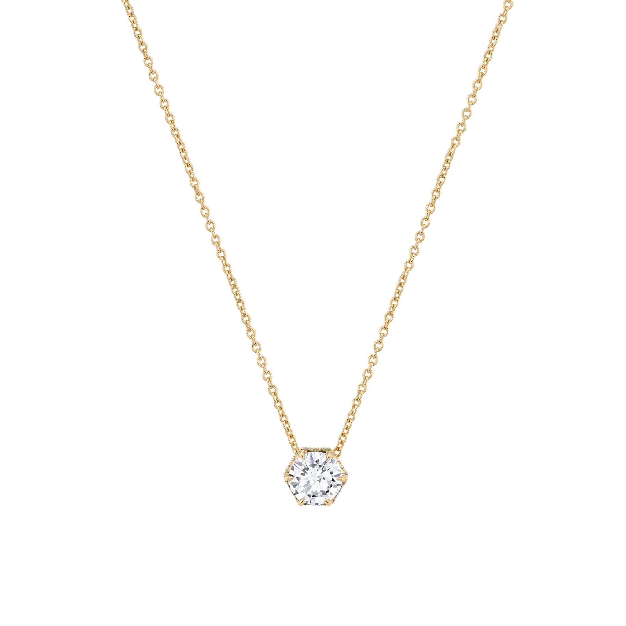 Hex Halo Solitaire Necklace P428-1.5