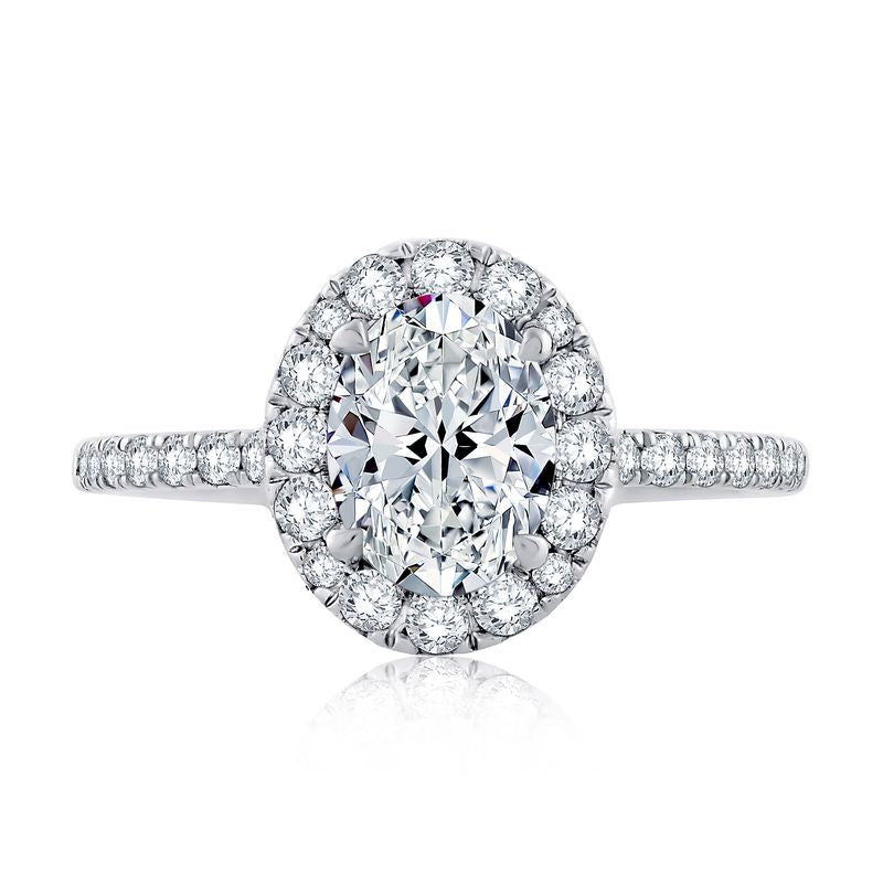 A.Jaffe Engagement Rings Oval Halo Engagement Ring with Belted Gallery Detail ME2168Q/260B