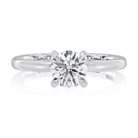 A.Jaffe Engagement Rings Classic Four Prongs Solitaire Round Center Diamond Engagement Ring MEC1403BQ/150