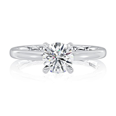 A.Jaffe Engagement Rings Classic Four Prongs Solitaire Round Center Diamond Engagement Ring MEC1403BQ/150