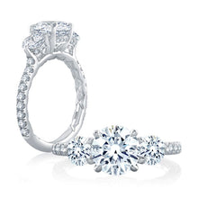A.Jaffe Engagement Rings Three Stone Round Engagement Ring with Diamond Band ME1871Q/308