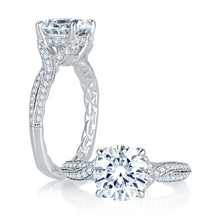A.Jaffe Engagement Rings Twisted Split Shank Micro Pave Round Diamond Center Quilted Engagement Ring MES741Q/231