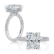 A.Jaffe Engagement Rings Radiant Shaped Diamond Engagement Ring with Hidden Halo and Quilts Interior Diamond Band MECRA3024Q/340