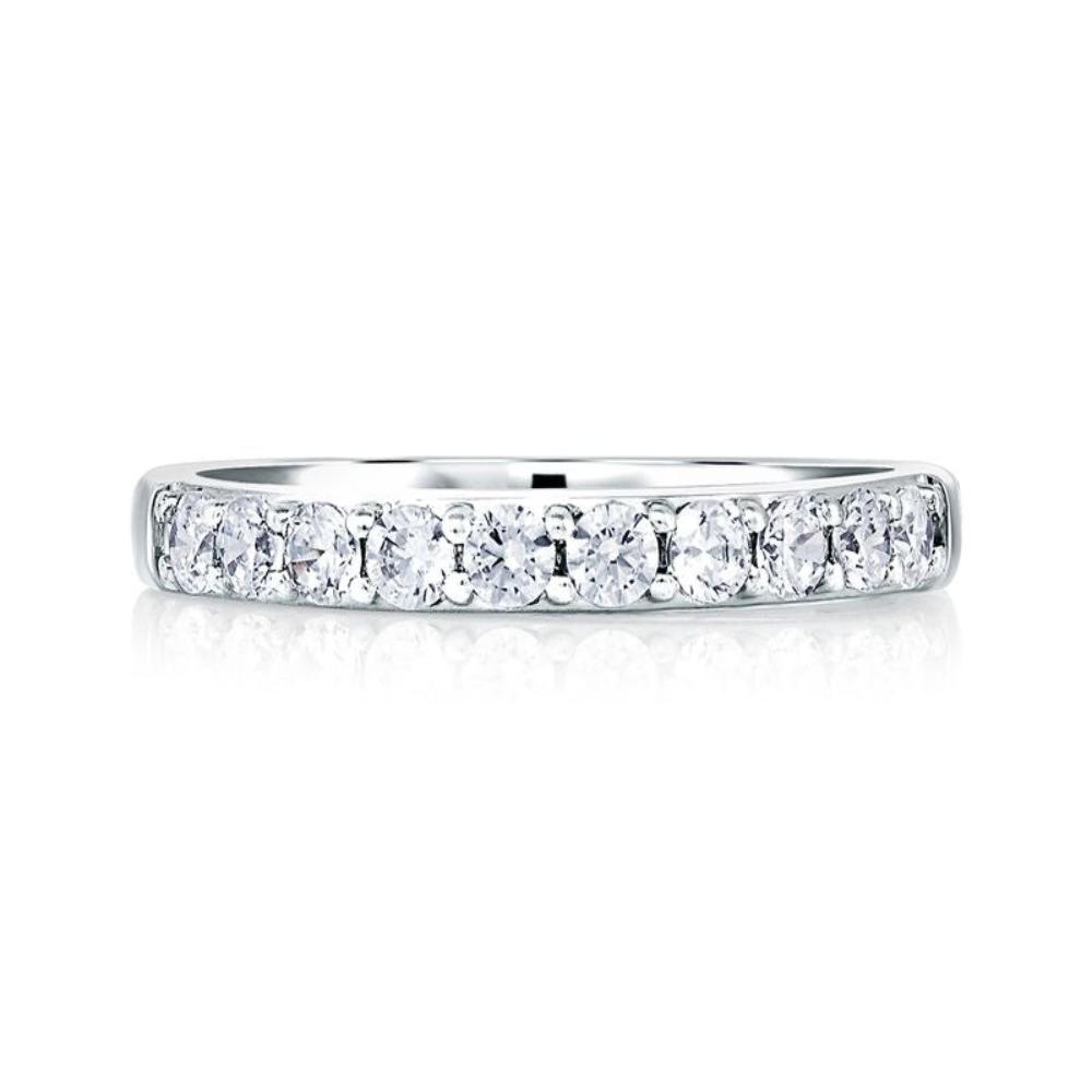 A.Jaffe Wedding Bands Classic Eleven Diamond Shared Prong Band with A.JAFFE Signature Shank MRS078/26