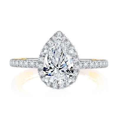 A.Jaffe Engagement Rings Classic Two Tone Halo Pear Cut Diamond Engagement Ring MECPS2332Q/145